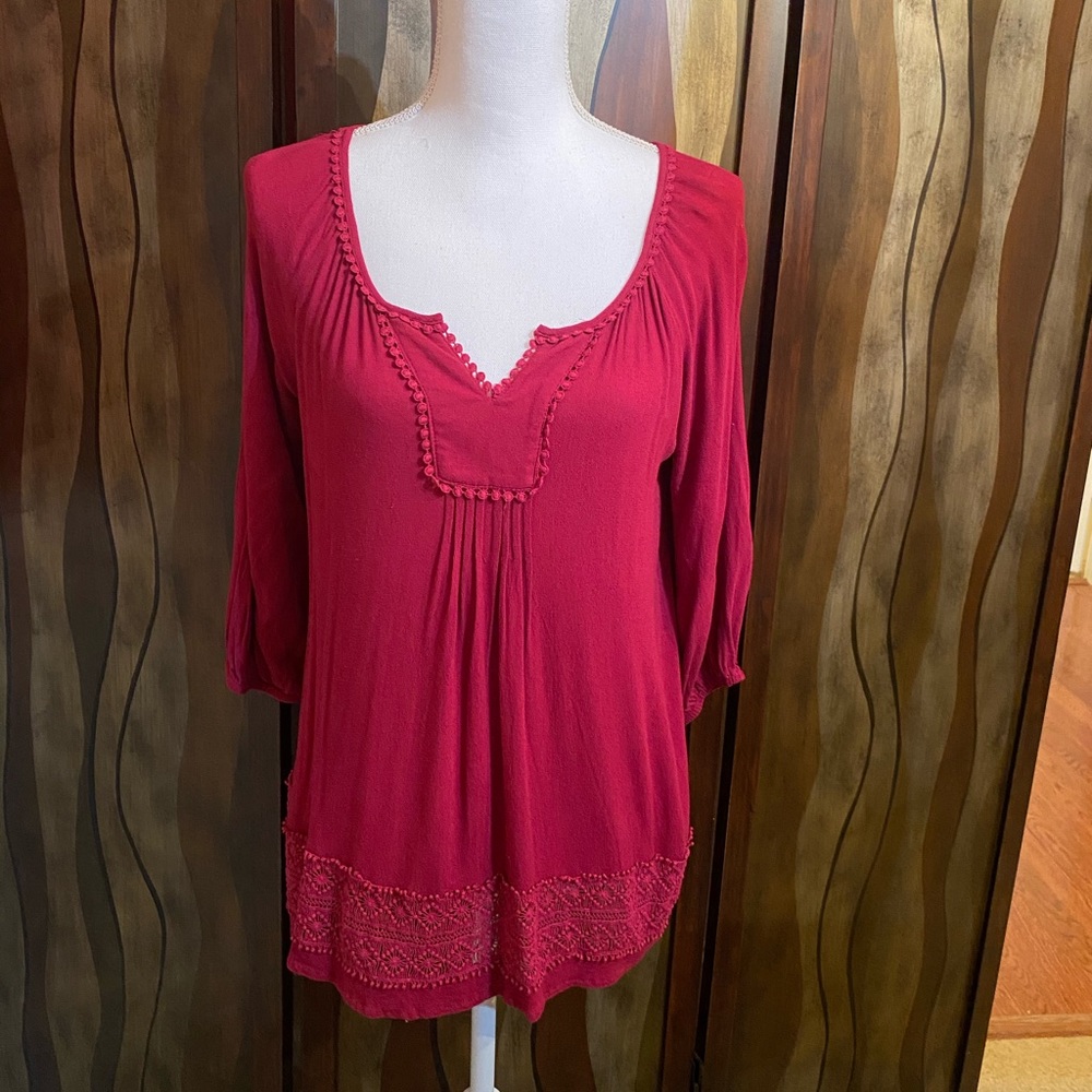 Magenta 3 Qtr Sleeve Top
